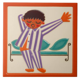 Children's Sleeping Boy - Ceramic Tile Tegeltje