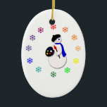 Childrens Snowman Artist w Snowflake Colorrad Keramisch Ornament<br><div class="desc">Een Snowman Kunstenaar met een beret, palet en penseel omringd door een kleurenwiel van sneeuwvlokken voor elke aankomende artiest of ontwerper! Deze kleurrijke originele digitale illustratie door kunstenaar c.a.teresa voor kutekidz zal een beetje magie en plezier brengen en elk kind uitlachen en is beschikbaar op meerdere producten, waaronder kleding, cadeau...</div>