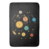 Children's Solar System Rug - Black Color Badmat (Voorkant Verticaal)