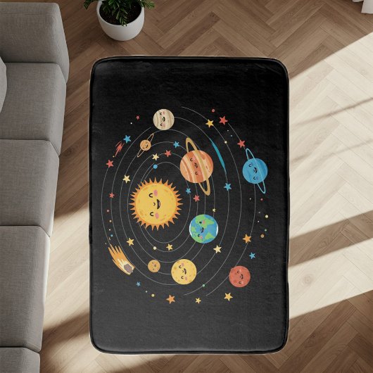 Children's Solar System Rug - Black Color Badmat