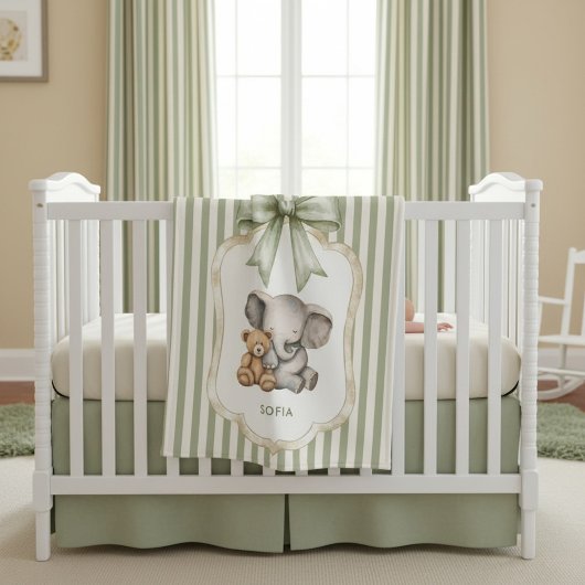 childrens Sweet Elephant Teddy Bear Friends  Fleece Deken