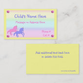 Childrens Unicorn Calling Card Contactkaartje (Voorkant / Achterkant)