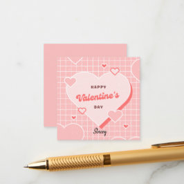 Children's Valentine Pink and White Grid Design Informatiekaartje