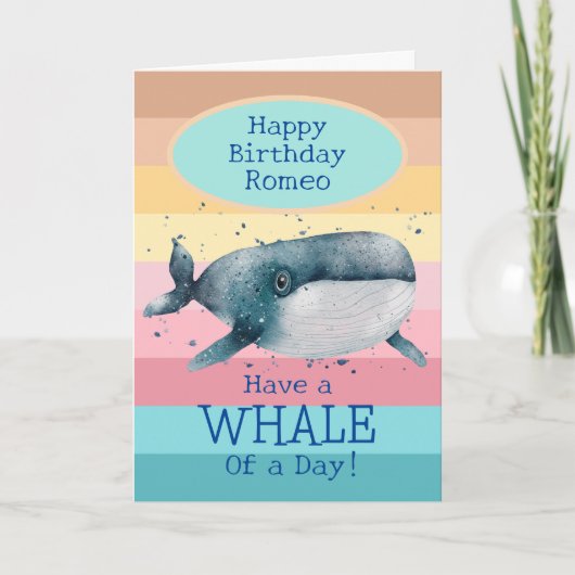 Childrens Whale Birthday Kaart (Voorkant)