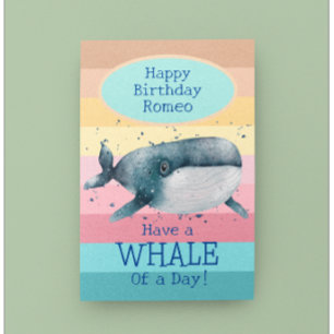 Childrens Whale Birthday Kaart