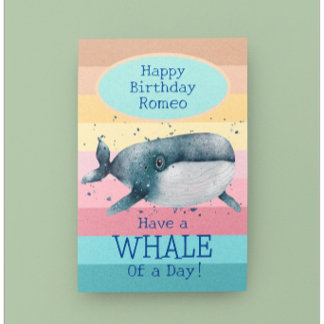 Childrens Whale Birthday Kaart