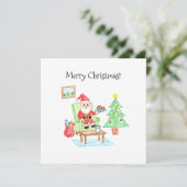 Child's Art Style Santa and Cookies Flat Greeting Kaart (Staand voorkant)