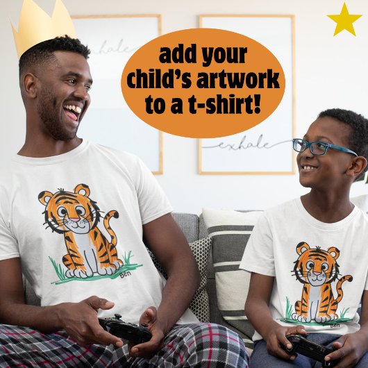 Child's Artwork Drawing Portrait Family Memory  T-shirt