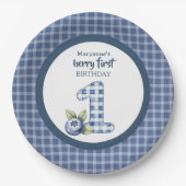 Child's Blueberry Berry First Birthday Papieren Bordje (Voorkant)