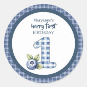 Child's Blueberry Berry First Birthday Ronde Sticker (Voorkant)