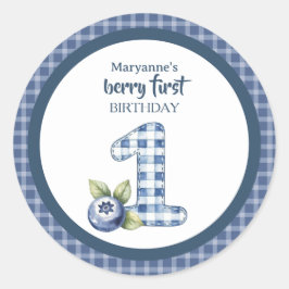 Child's Blueberry Berry First Birthday Ronde Sticker