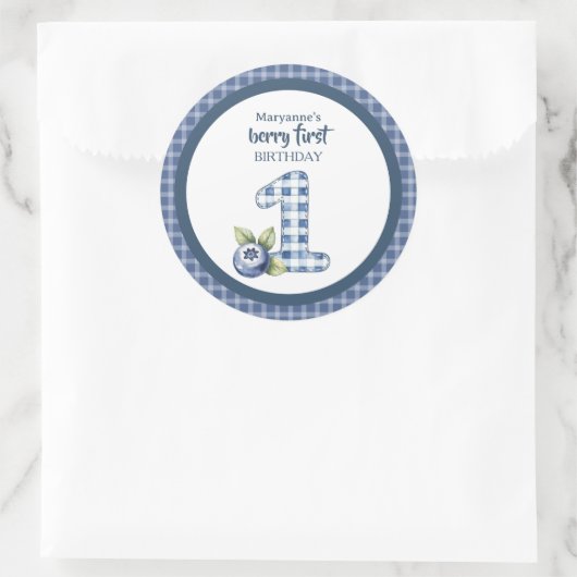 Child's Blueberry Berry First Birthday Ronde Sticker (Tas)