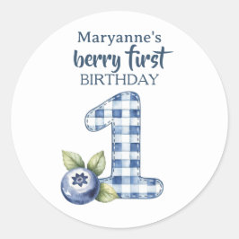 Child's Blueberry Berry First Birthday Ronde Sticker