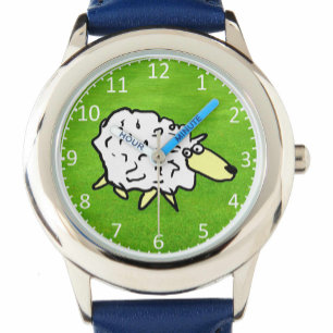 Child's Fun Sheep Design Cartoon Horloge