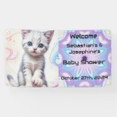Child's Galaxy Blue Kitten, Baby shower Spandoek (Horizontaal)