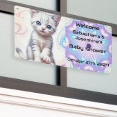 Child's Galaxy Blue Kitten, Baby shower Spandoek (Buitenkant Gebouw)