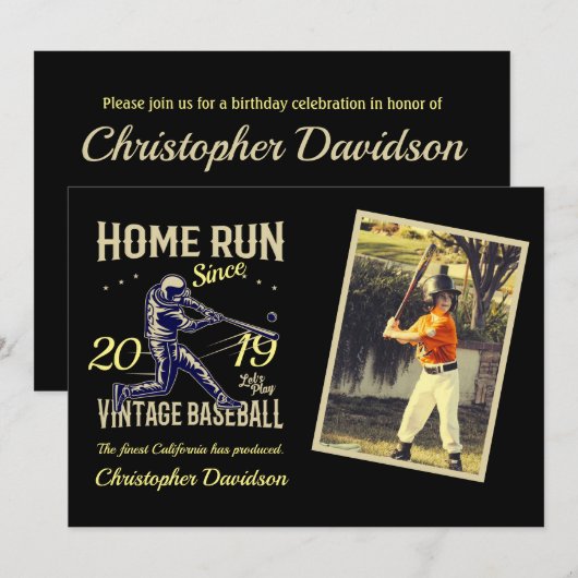 Childs Little League Baseball Birthday Invitation Kaart (Voorkant / Achterkant)