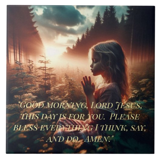 CHILD'S MORNING PRAYER TILE TEGELTJE (Voorkant)