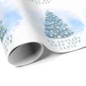 Childs naam Love from Santa Blauwgroen Chrismas Tr Cadeaupapier (Rol Hoek)