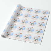 Childs naam Love of Santa Snowman Handstand Cadeaupapier (Uitgerold)