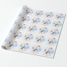 Childs naam Love of Santa Snowman Handstand Cadeaupapier