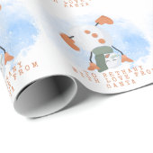 Childs naam Love of Santa Snowman Handstand Cadeaupapier (Rol Hoek)