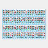 Childs naam Schattige Kerstmis Santa rendier Elfen Inpakpapier Vel (Voorkant)