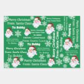 Child's Name Santa Christmas Red & Green 3 Gift Inpakpapier Vel (Voorkant 2)