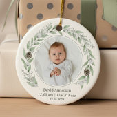 Child's Photo Holly Wreath Christmas 2025  Keramisch Ornament