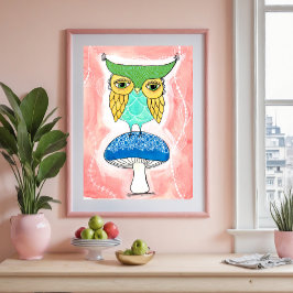 Childs Room Uil Artiest Waterverf Schilderen Kinde Poster