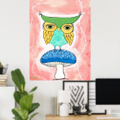 Childs Room Uil Artiest Waterverf Schilderen Kinde Poster (Thuiskantoor)