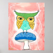 Childs Room Uil Artiest Waterverf Schilderen Kinde Poster (Voorkant)