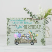 Childs Safari Happy Birthday Parade Kaart (Staand voorkant)