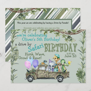 Childs Safari Happy Birthday Parade Kaart