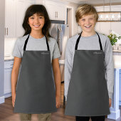 Child's Solid Charcoal Grey Sjabloon Wit Script Schort