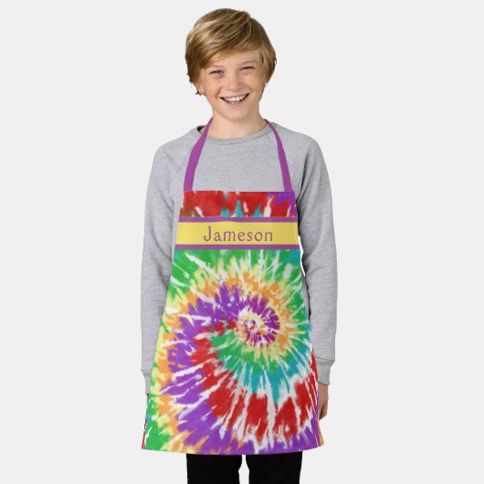 CHILD'S Stropdas Geverfde Regenboog Swirl - Gepers Schort (Gedragen)