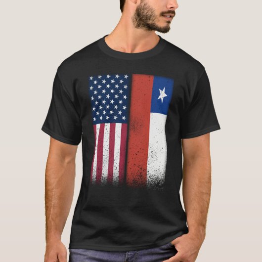 Chile Chilean American Flags Proud USA Chile T-shirt (Voorkant)