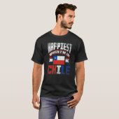 Chile Chilean Chile Flag Happiest When Im In Chile T-shirt (Voorkant volledig)