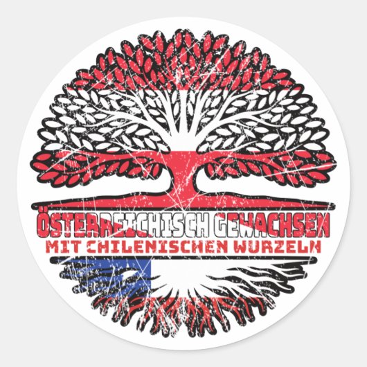 Chile Chilenisch Österreichisch Österreich Baum Ronde Sticker (Voorkant)