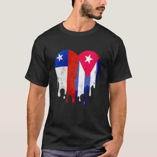 Chile Cuba Flag Heart Citizen Grown Patriot Countr T-shirt (Voorkant)