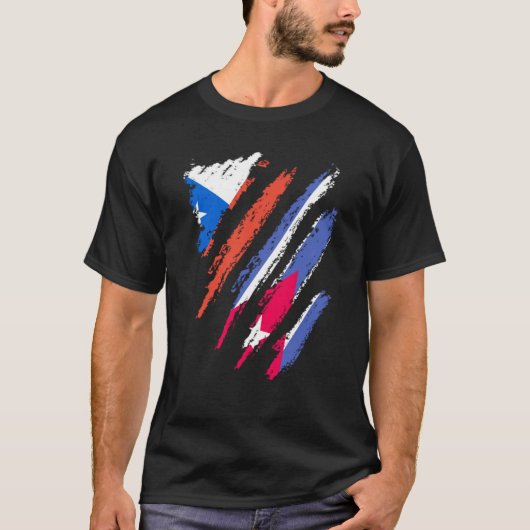 Chile Flag Cuba Grown Patriot Country Stripes T-shirt (Voorkant)