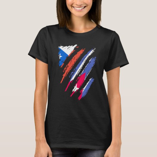 Chile Flag Cuba Grown Patriot Country Stripes T-shirt (Voorkant)
