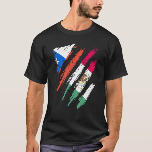 Chile Flag Mexico Grown Patriot Country Stripes T-shirt (Voorkant)