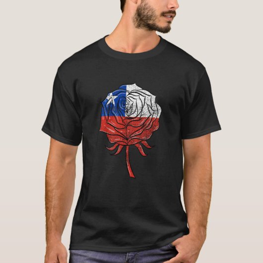 Chile Flag Rose Chilean Women Vintage T-shirt (Voorkant)