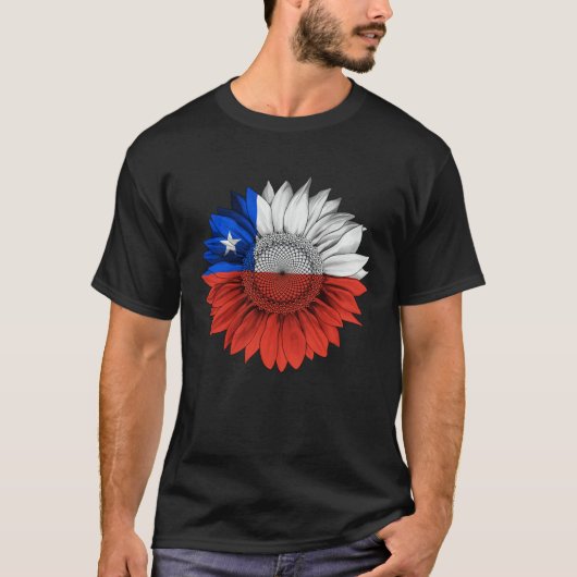 Chile Flag Sunflower Chilean Roots Proud Patriotic T-shirt (Voorkant)