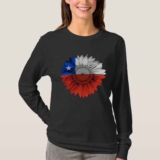 Chile Flag Sunflower Chilean Roots Proud Patriotic T-shirt (Voorkant)