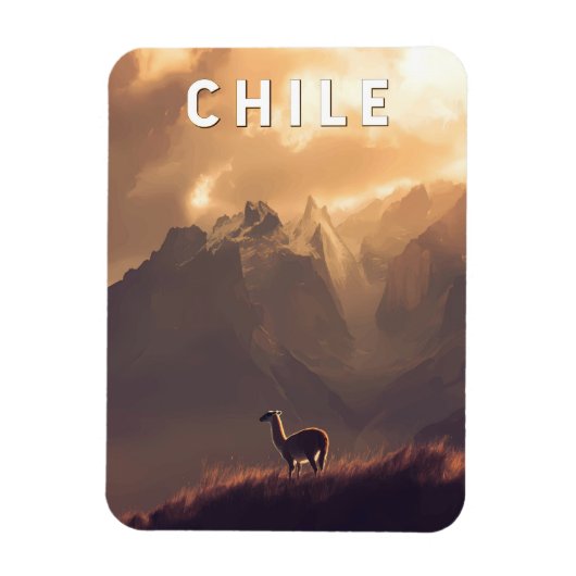 Chile Illustration Travel Art Vintage Magneet (Verticaal)