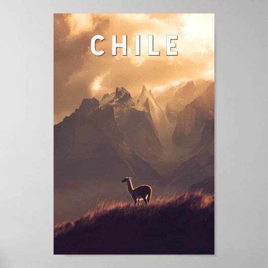 Chile Illustration Travel Art Vintage Poster (Voorkant)