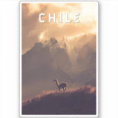 Chile Illustration Travel Art Vintage Sticker (Voorkant)