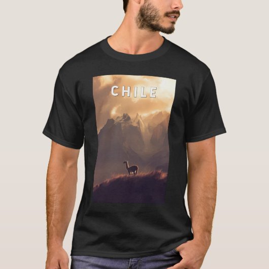 Chile Illustration Travel Art Vintage T-shirt (Voorkant)
